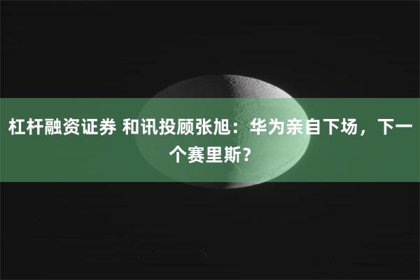杠杆融资证券 和讯投顾张旭：华为亲自下场，下一个赛里斯？