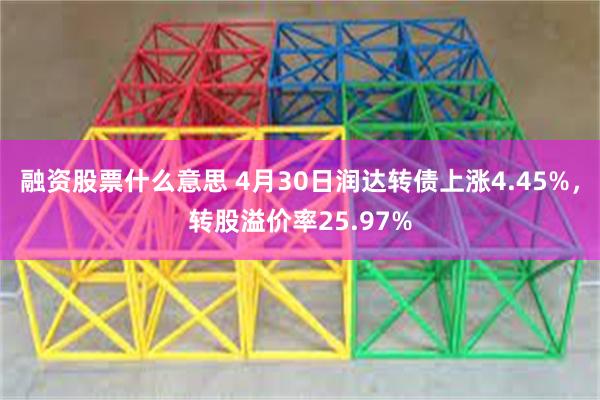 融资股票什么意思 4月30日润达转债上涨4.45%，转股溢价率25.97%